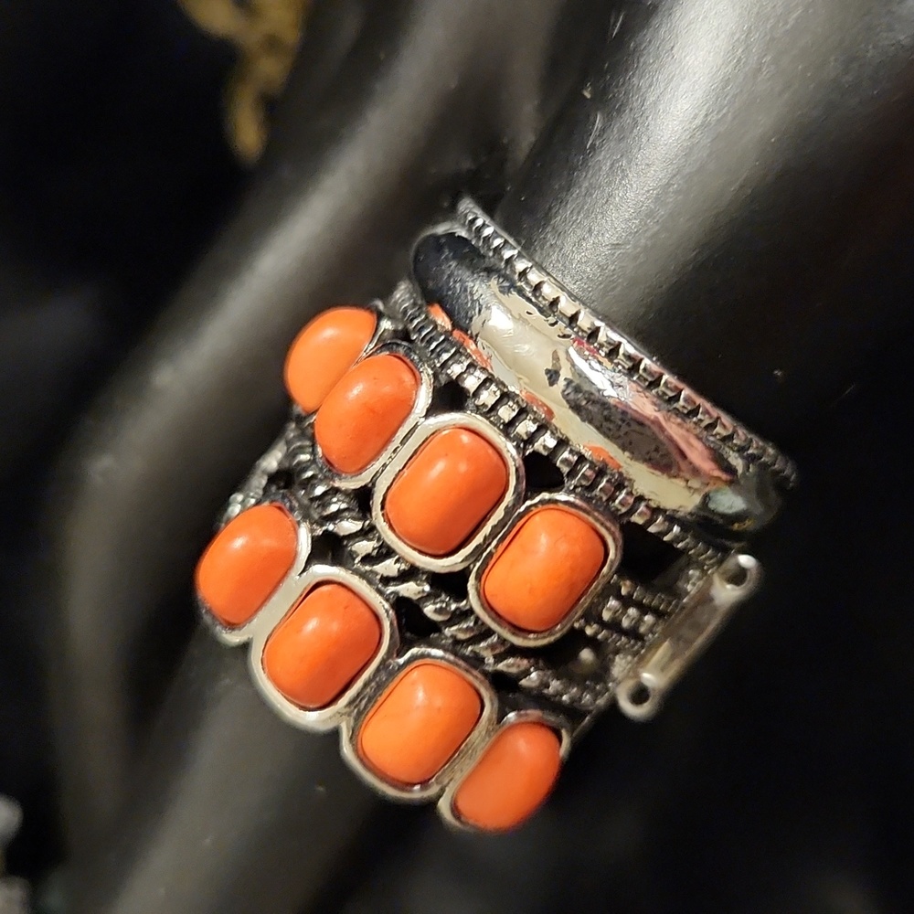 Paparazzi Silver & Orange Ring - 122